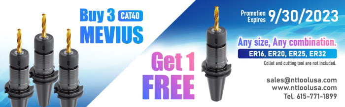 Promotion graphic for CAT40 Mevius | Tool Holder Manufacturer, Tooling Systems