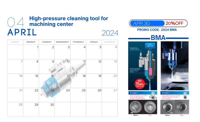 April Promotion, High-Pressue Cleaning Tool for Machining Center | Tool Holder Manufacturer, Tooling Systems